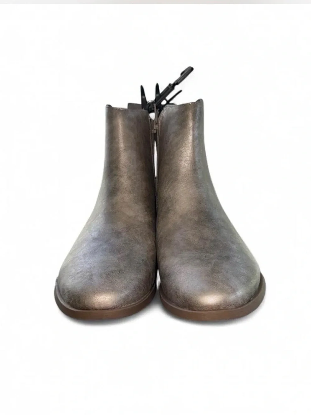 Wonder Nation Girls Metallic Taupe Gray Ankle Chelsea Boots Booties Size 6 NWT